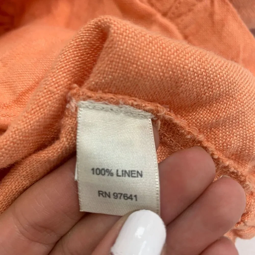 J Jill Linen Utility Jacket Womens MP Medium Petite Amber Button Up Long Sleeve
